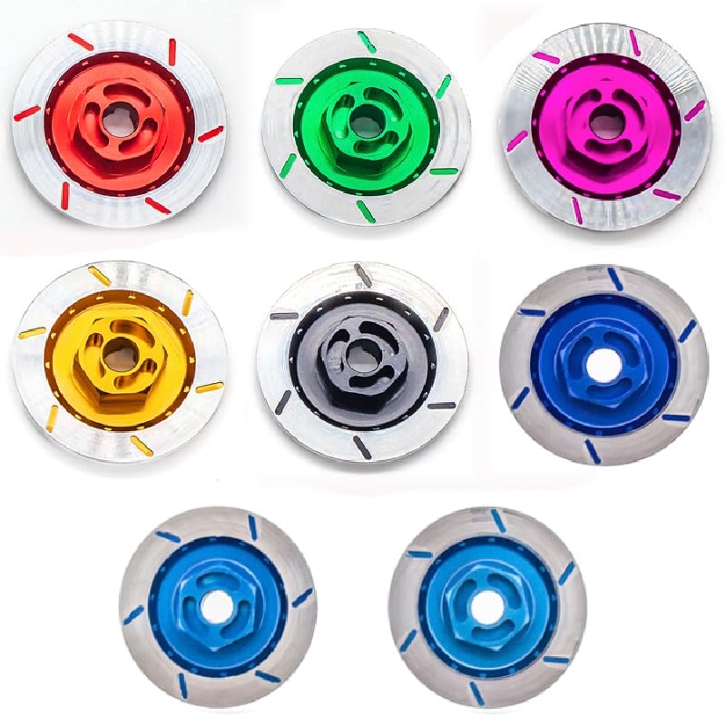 Compatible with Tamiya tt-01 tt02 HPI HSP 94123 1/10 RC On Road Racing Car 4PCS 12mm Aluminum Alloy Brake Disc Wheel Rim Box Hex Adapter (Color : Blue)