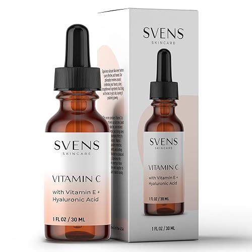 Svens Skincare Suero de vitamina C  Suero antienvejecimiento para la piel de la cara con ácido hialurónico, vitamina E, aloe  Suero iluminador para