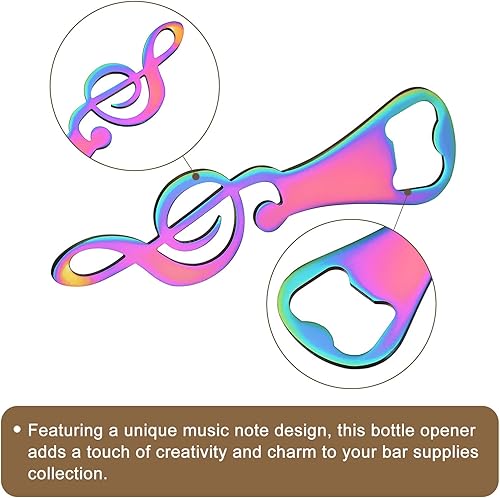 Miniatura 4 de uxcell Abrebotellas, 2 unidades, abridor de botellas de cerveza de metal, abrebotellas planas de notas musicales, regalos geniales para amantes de