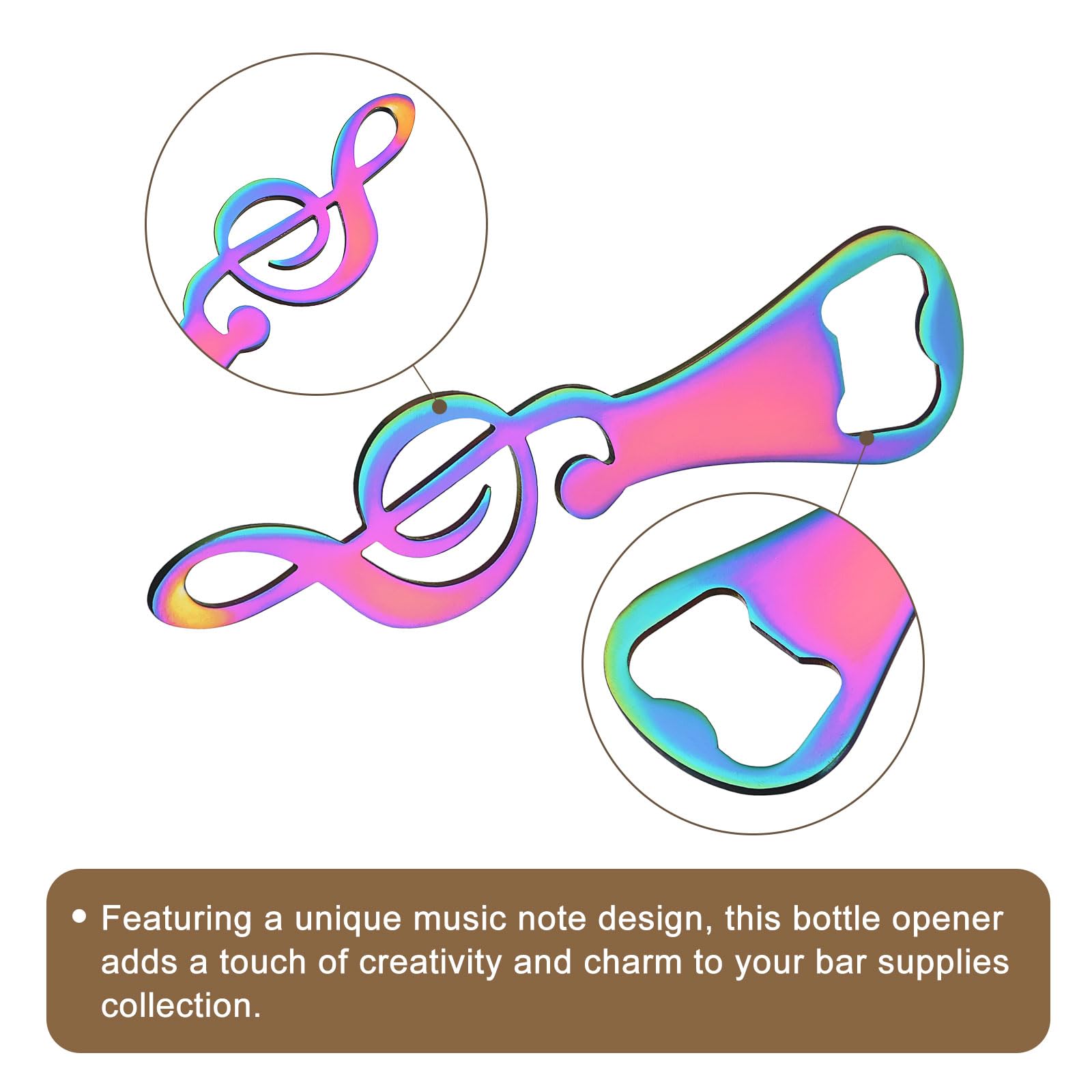 uxcell Bottle Opener, 2pcs - Metal Beer Bottle Opener, Music Note Flat Bottle Openers, Cool Gifts for Music Lovers Bartender (Colorful) - Image 4