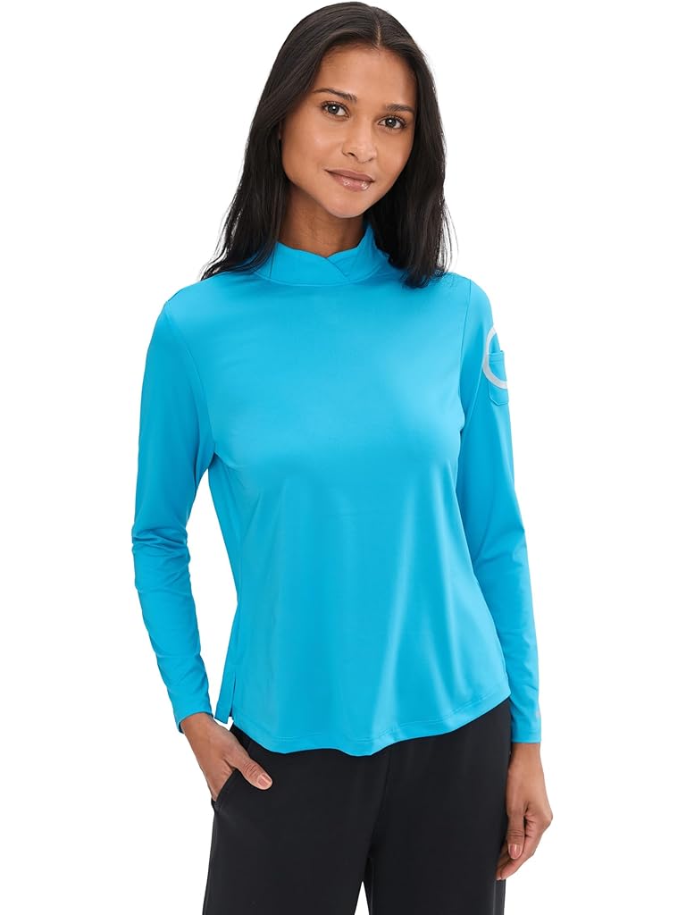 Blue Jamie Sadock Sunsense Crossover Mock Neck Outer Layer Essential