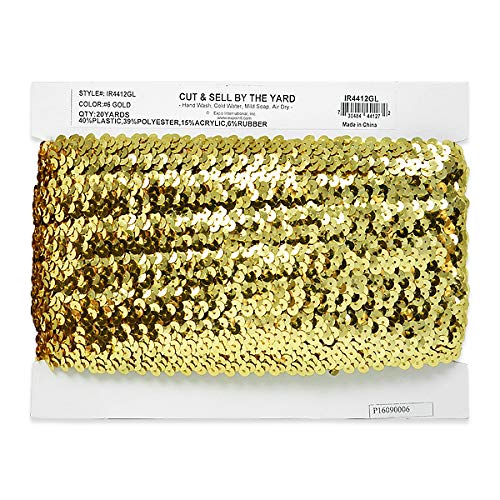 Expo International 20-Yard 2-Row Metallic Stretch Sequin Trim, 7/8-Inch, Gold