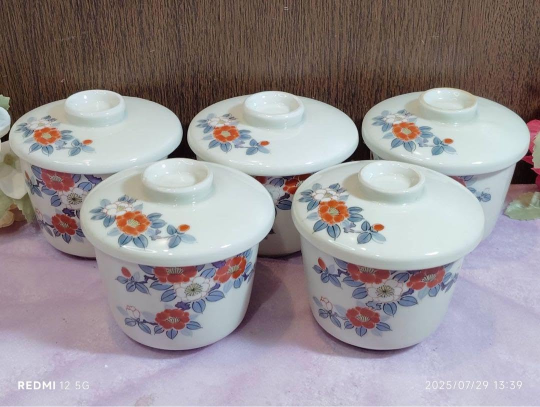 未使用 有田焼 幸楽窯 茶碗蒸し碗5個　料亭　レストラン　お祝い　懐石料理 未使用 有田焼 幸楽窯 茶碗蒸し碗5個 料亭 レストラン お祝い 懐石料理