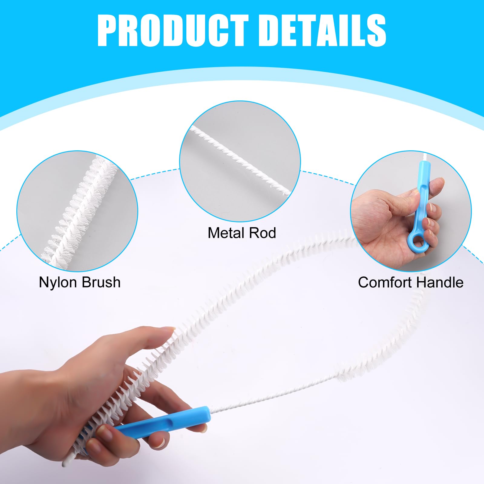 Kit 3 Spazzole Per Sbloccare Tubi - Set Pulizia Scarichi Per Lavandino, Bagno E Cucina