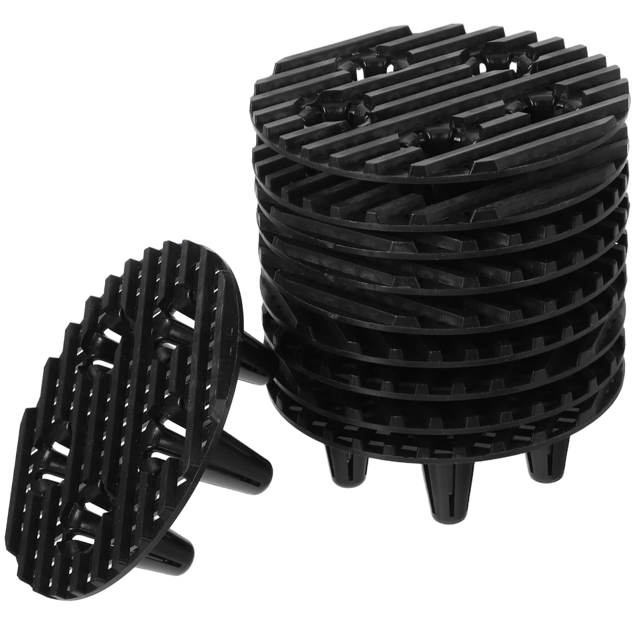 SUPVOX 12Pcs Round Plant Pot Risers 10cm, Plastic Flowerpot Base Pads for Drainage, Root Control Mesh Inserts for Indoor and Outdoor Garden Planters
