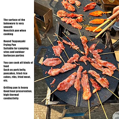 Spacnana Korean BBQ Grill Pan, Korean Grilling Tray Iron Nonstick Heat Resistant Round Grilling Tray for Pork Belly Pancakes (41CM) - Image 4