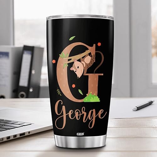 Vista 68 de CUBICER Vaso de café personalizado con inicial de unicornio de acero inoxidable con nombre personalizado, taza de bebida con letras de animales