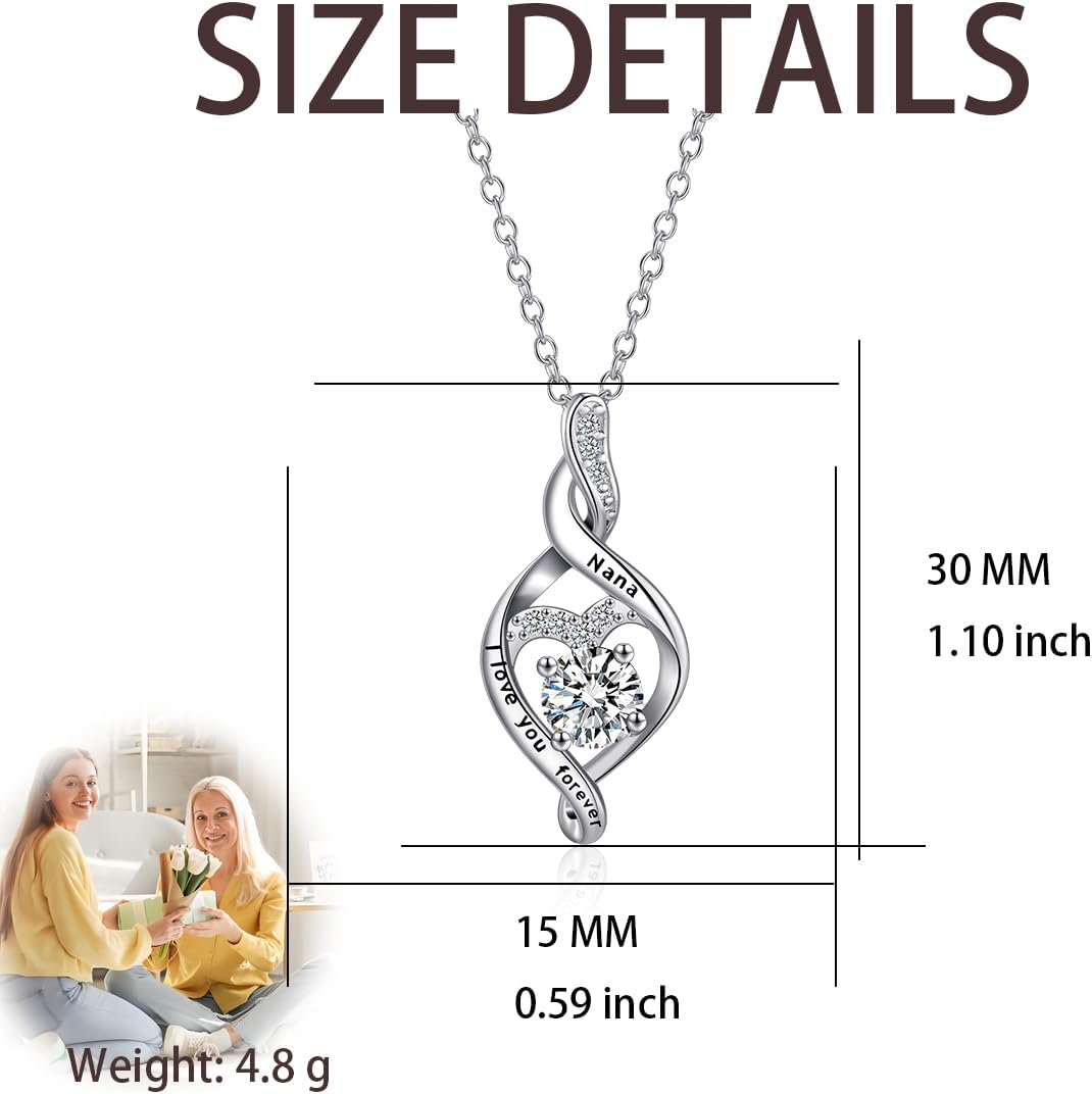 Nana Gifts for Birthday, Infinity Heart Necklaces for Women Mothers Day Christmas Jewelry Gifts for Nana Grandma - Image 3