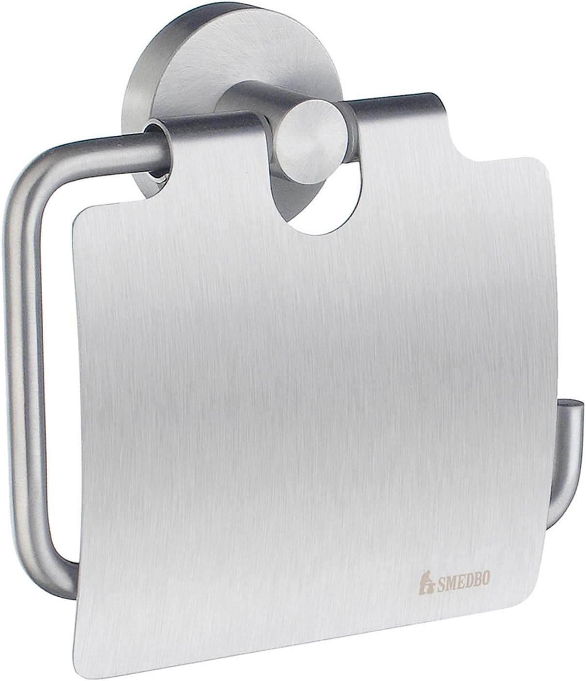 Smedbo SME, Brushed Chrome HS3414 Toilet Roll Euro Holder with Lid