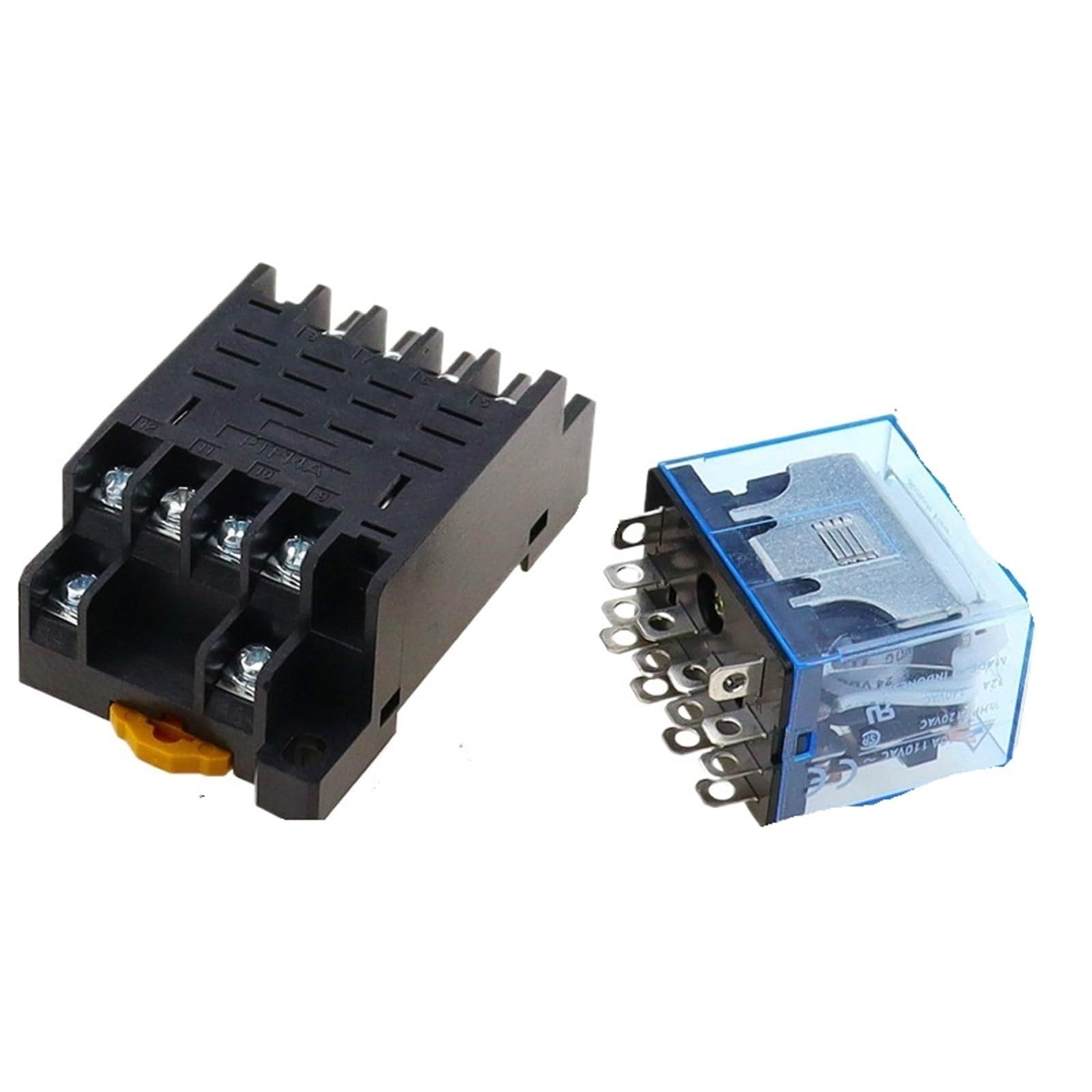 Relé intermedio HH64P LY4NJ 10A Micro relé electromagnético pequeño ACDC12V24V AC110V 220V 380V con base de zócalo de 14 pines PTF14A(DC24V)