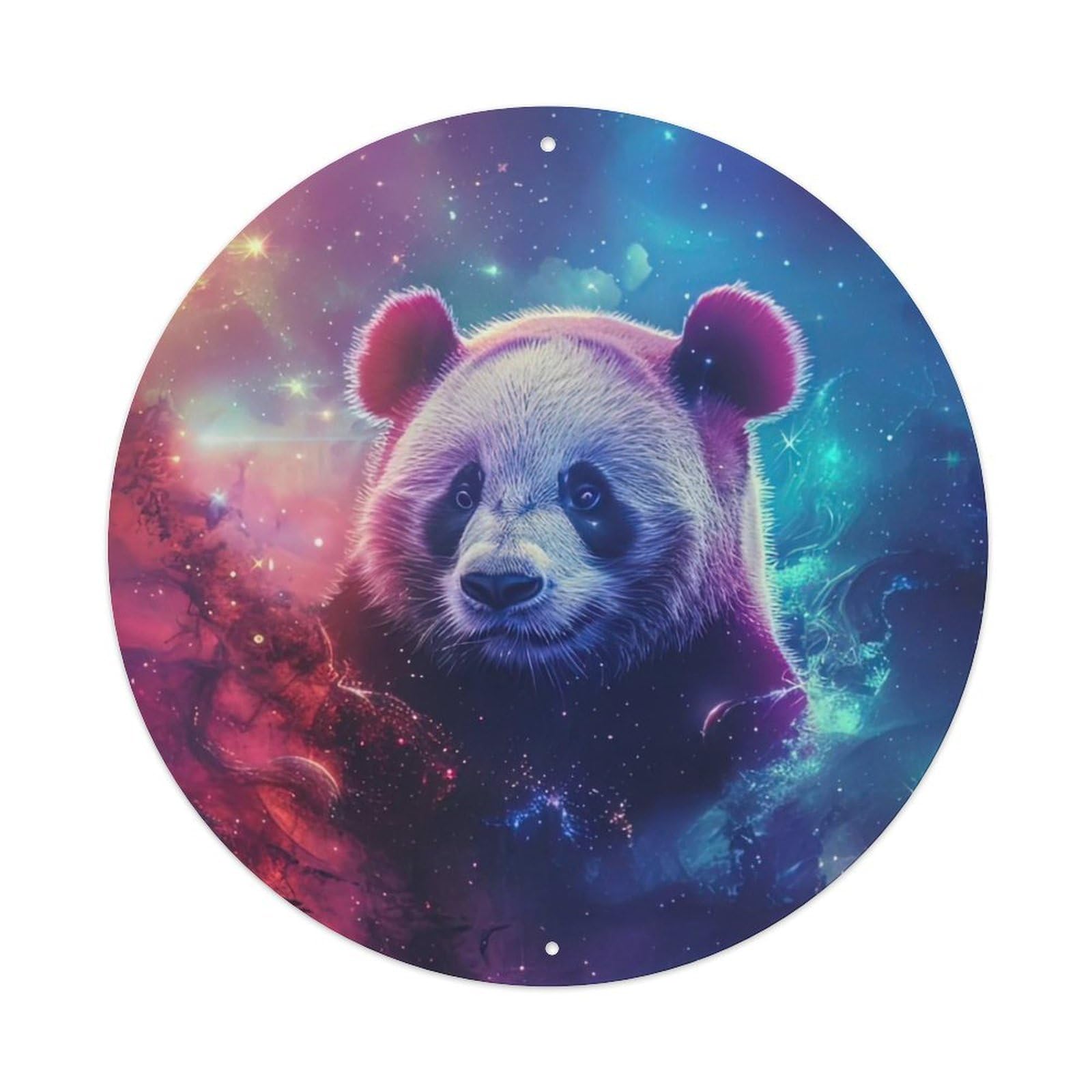 Animal Artwork Panda in The Starry Sky Vintage Metal Tin Sign Plaque Wall Decor for Cafe, Club Bar, Office, Garden Metal Poster 8x8Inch