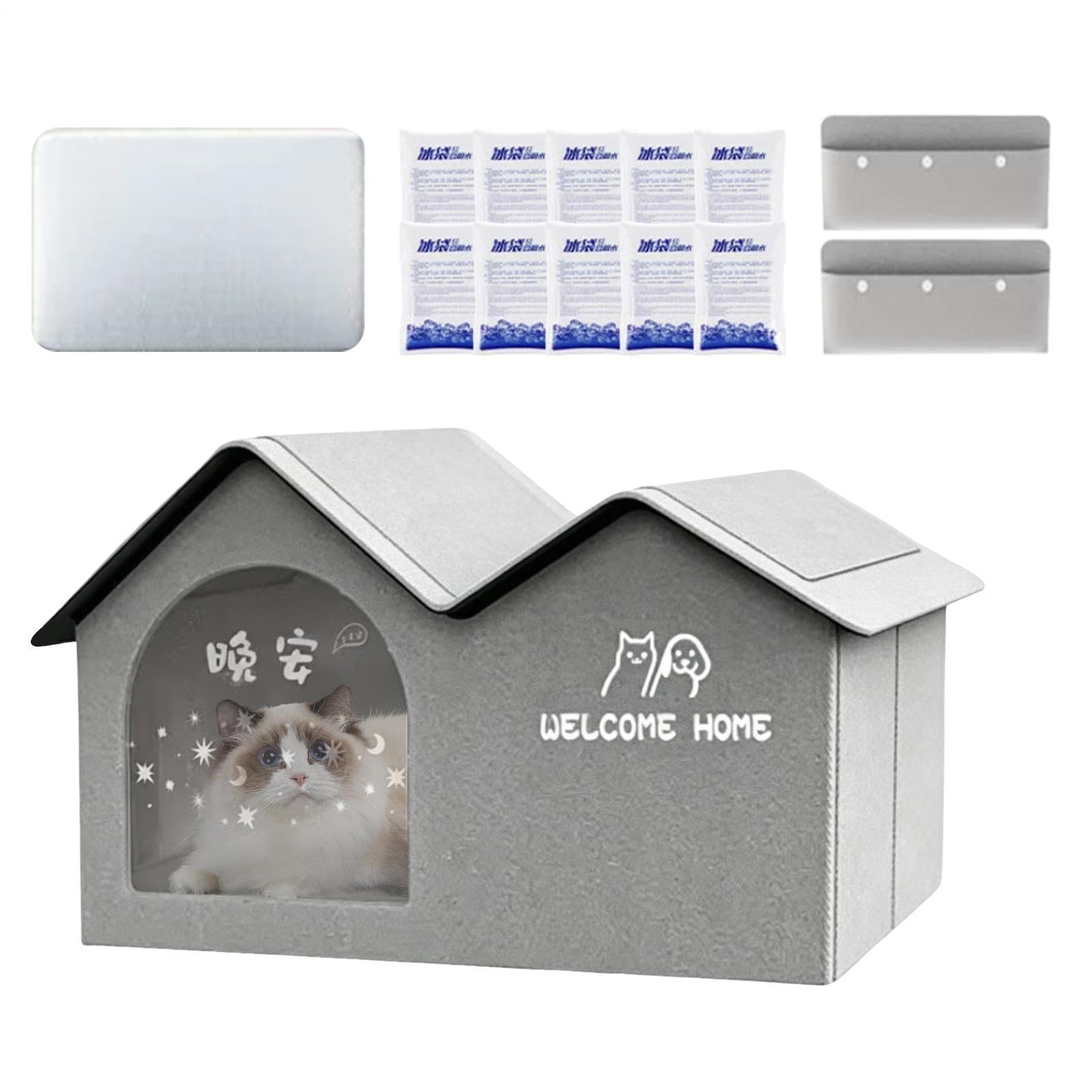 Kühlhaus für Tiere | Komfortable Höhle aus Aluminiumfolie, Kühlhütte mit Eispackung | Warmes Wetter Wohnung Balkon Terrasse kleine mittlere große Tierrassen
