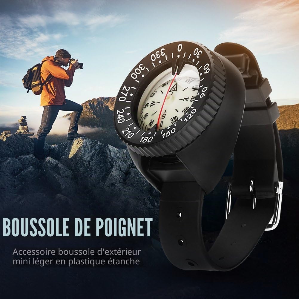 Boussole de Navigation Professionnelle, Montre de Plongée Étanche avec Bracelet, pour Randonnée, Vélo, Camping