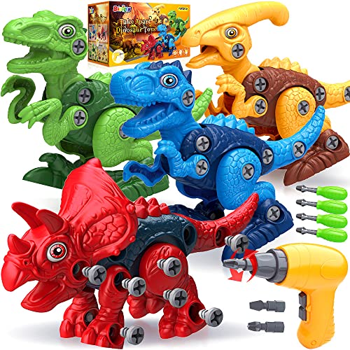 Image of BAODLON Dinosaur Toys for 3 4 5 6 7 Year Old Boy, Take Apart Dinosaur Toys for Kid 3-5 5-7 Building Toy with Electric Drill, Learning Educational STEM Construction Toy Christmas Birthday Gift Boy Girl