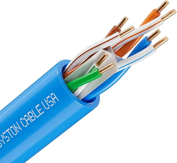 Syston Cable Technology Cat 6A+ Ethernet Network Cable，700MHz 23AWG Solid Bare Copper Wire Outdoor/Indoor, No Ends 100/250/500/1000 Ft Available, Heat Resistant Riser Rated (250 FT, CMR, Blue-CMR)