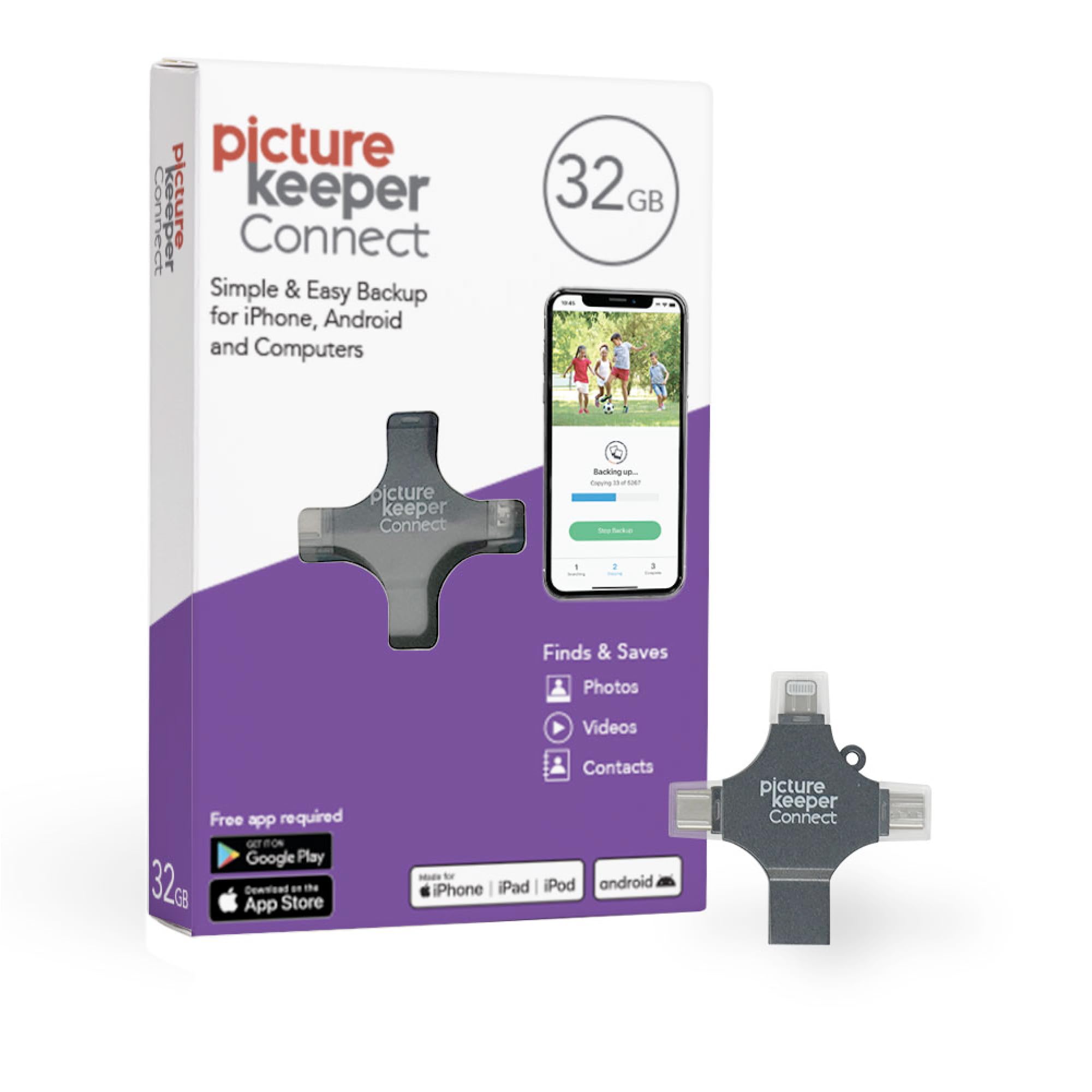 Clé USB Smart pour iPhone 32 Go [Certifié Apple MFI] Picture Keeper Connect – Extension de mémoire Lightning/sauvegarde pour Apple iOS