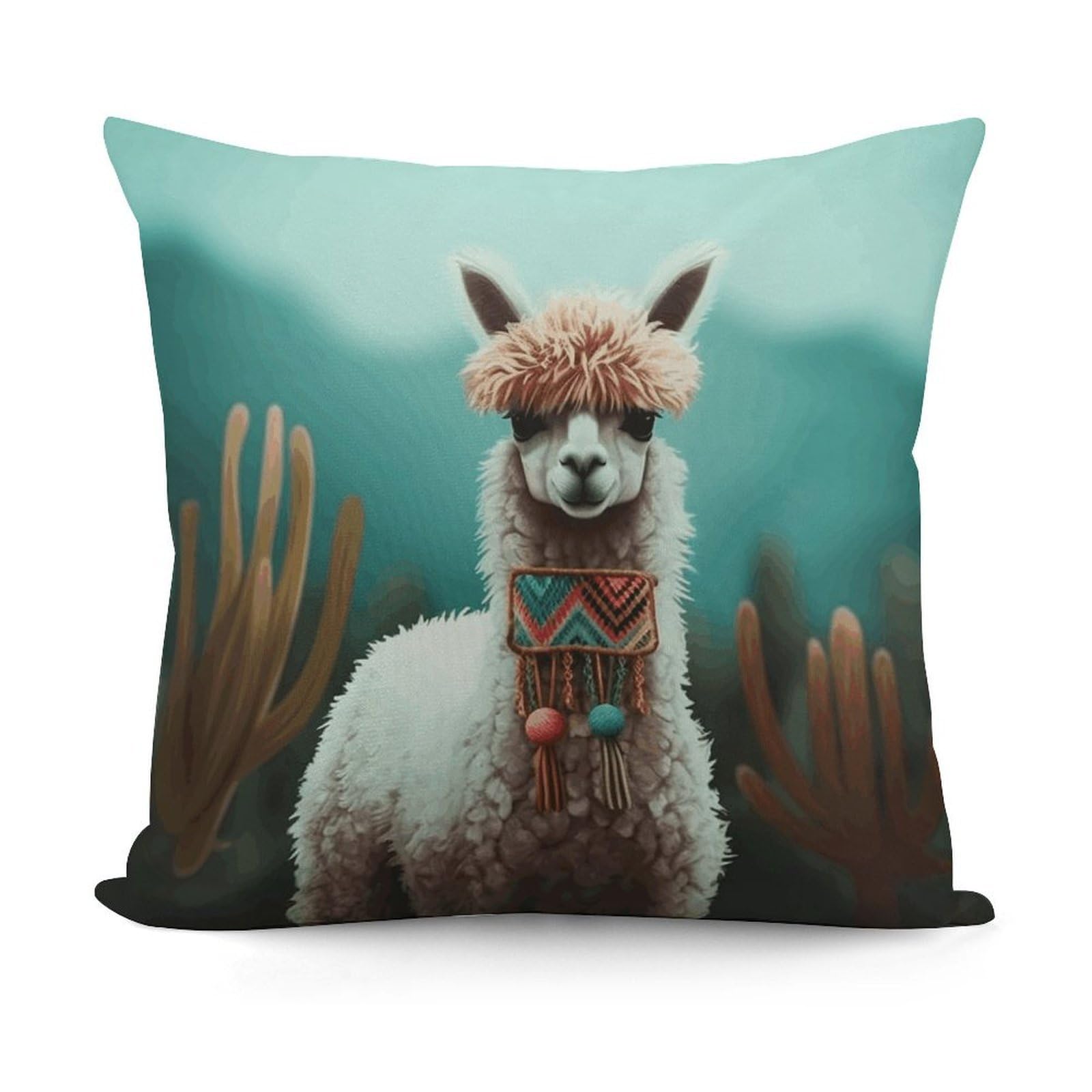 VstaDank Alpaca_78176337 Throw Pillow Covers 18x18 Inch Soft Couch Home Decor Cushion Cover Comfortable Plush Square Cushion Case Farmhouse Decorative Pillowcase for Living Couch