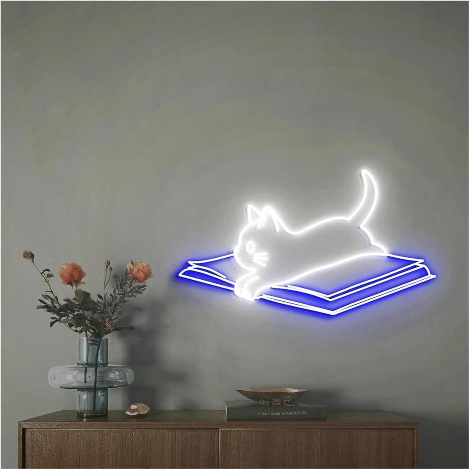 Wexxaii neon Light Sign Soothing Atmosphere Neon Sign Lamp for Books and Cat, Adjustable Brightness Lights Powered(C,65cm)