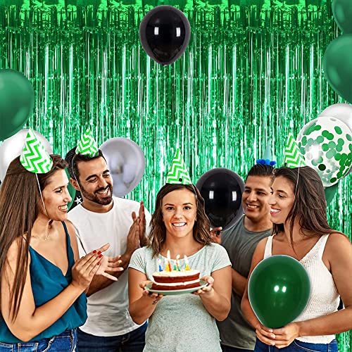 Image of TONIFUL 3Pcs Green Door Streamers,Green Photo Booth Backdrop,Metallic Streamers Green Foil Fringe Curtains for Birthday,Christmas,New Year,St. Patrick's Day Party Streamers Decor(9.9ft x 6.6ft)