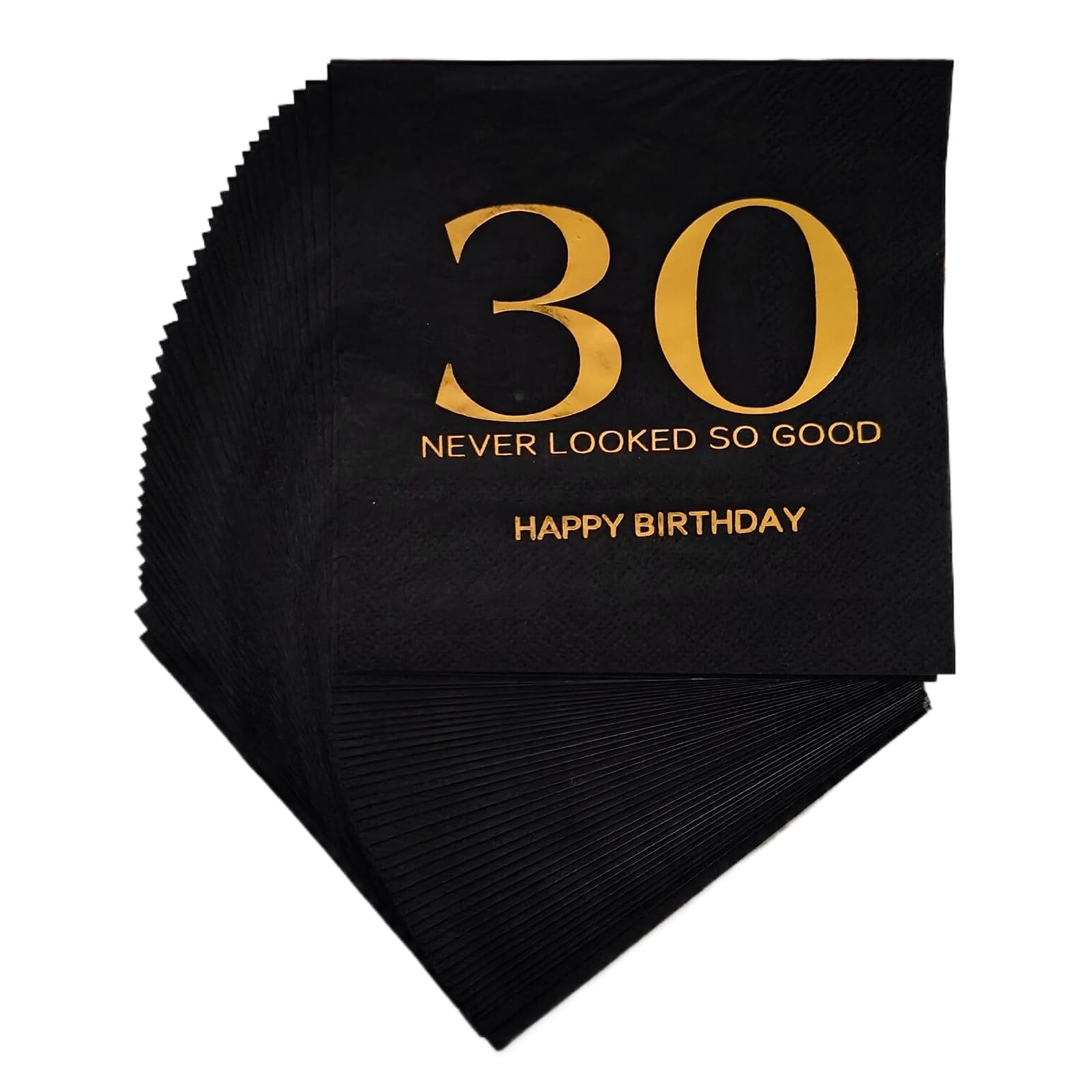 40pcs 30th Birthday Party Napkins,Black and Golden 30th Birthday Disposable Cake Beverage Dessert Napkins,Men/Women 30th Birthday Party Supplies