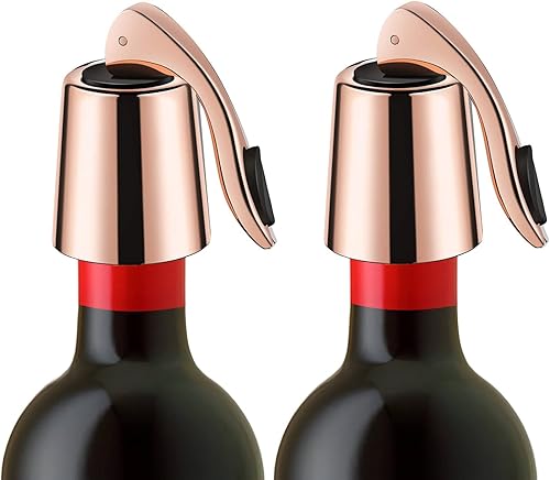 Juego de 2 Tapones para Vino  Tapón de Botella de Vino de Acero Inoxidable con Sello de Silicona, Conservador de Bebidas Reutilizable, Conservador