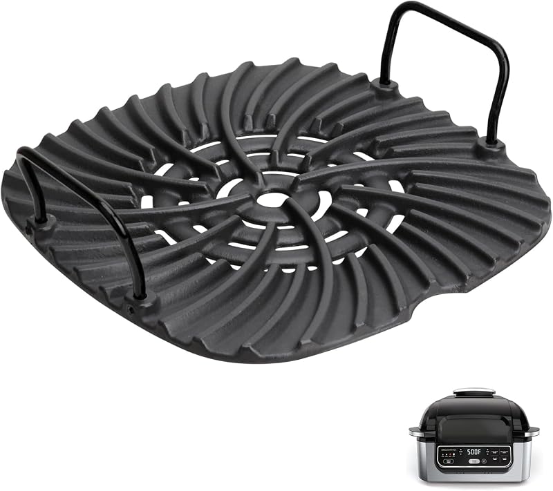 Enameled Cast Iron Grill Grate for Ninja Foodi AG301 Grill | Models: AG301 AG300 AG400 AG302 IG302Q, Even Heat Distribution, 10"L x 10"W x 3"H