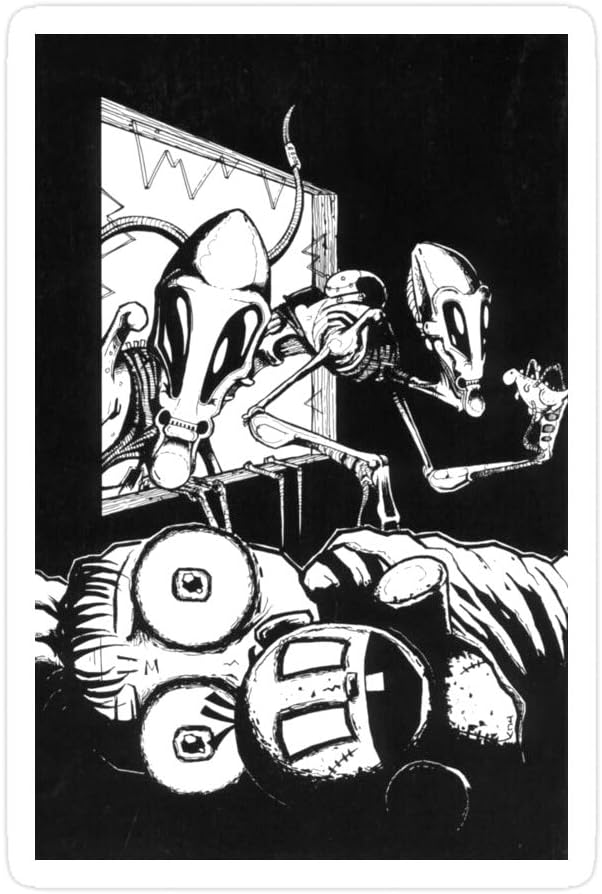 Elizabeth (3 PCs/Pack) Jthm Squee Aliens Johnny The Homicidal Maniac 3x4 Inch Die-Cut Stickers Decals for Laptop Window Car Bumper Helmet Water Bottle