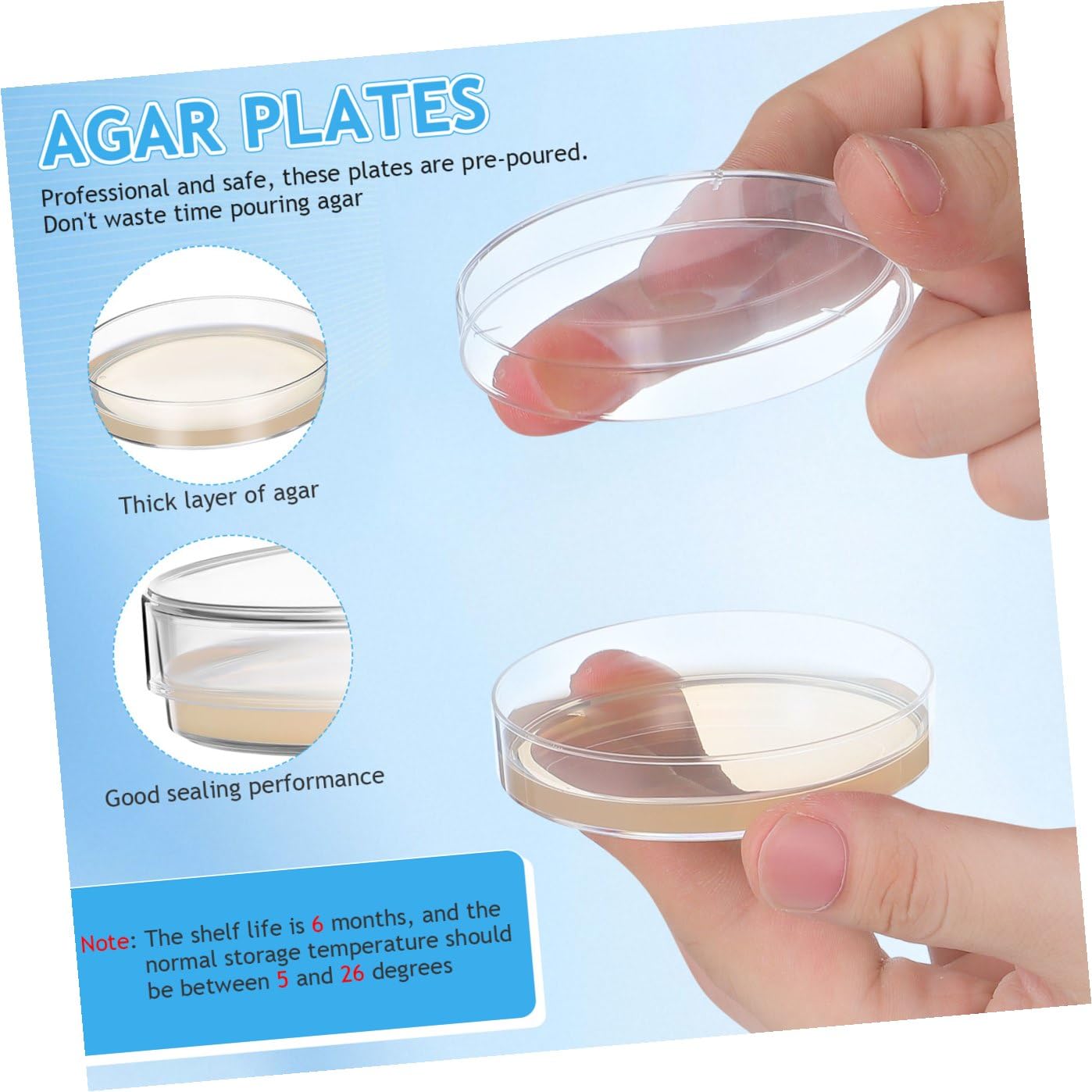 KESYOO 10 Boîtes de Petri Pré-coulées de 7 Cm Contenant de La Gélose, pour Expériences Scientifiques Et de Laboratoire, Microbiologie, Cours de Biologie, 10 Pièces