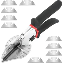 Multi Angle Miter Shears with 10 Replacement Blades, 45-135 Adjustable Angle Trim Cutter Hand Tool for Cutting Plastic, PVC and Wood Trim Molding Black