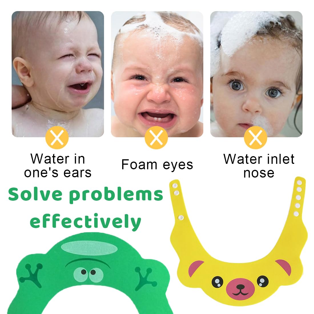 NJCXOLA Cuffie da Doccia per Bambini,2 PCS Doccia Cap per Bambino Sicurezza Regolabile Cappello Cuffia In Morbido Silicone Visiera Bimbi per Evitare che l'Acqua Scorra Agli Occhi e al Viso