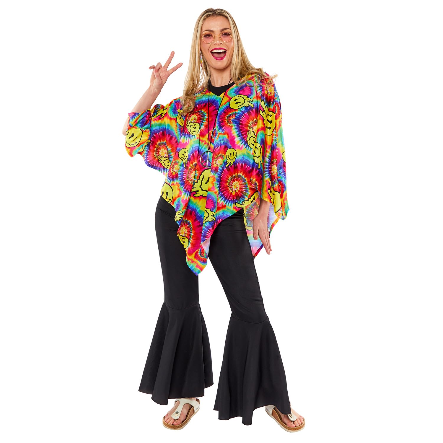 Amscan 9918540 - Unisex Tie Dye Poncho Adults Festival Fancy Dress Costume - One Size