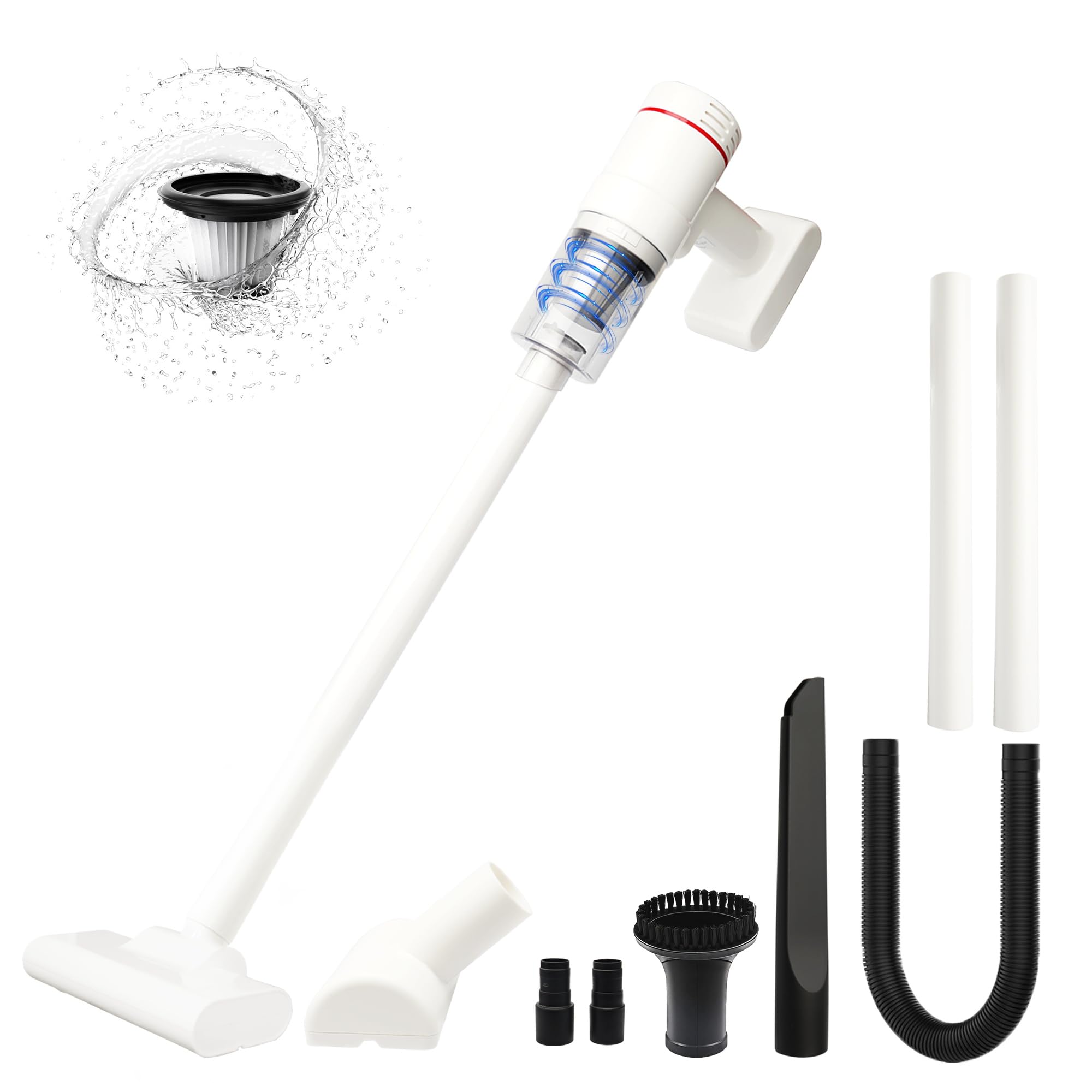 Versatile Cordless Vacuum Cleaner, Brushless Motor Wet Dry Lightweight Stick Vacuum with Crevice Tool, Dusting Brush for Home, Car, Carpet, Hardwood Floor (White)