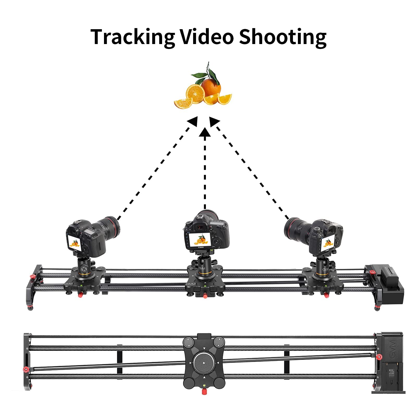 GVM - Slider per videocamera motorizzato da 122 cm, per stabilizzatore video, con tracciamento Time Lapse e riprese video panoramiche a 120 gradi