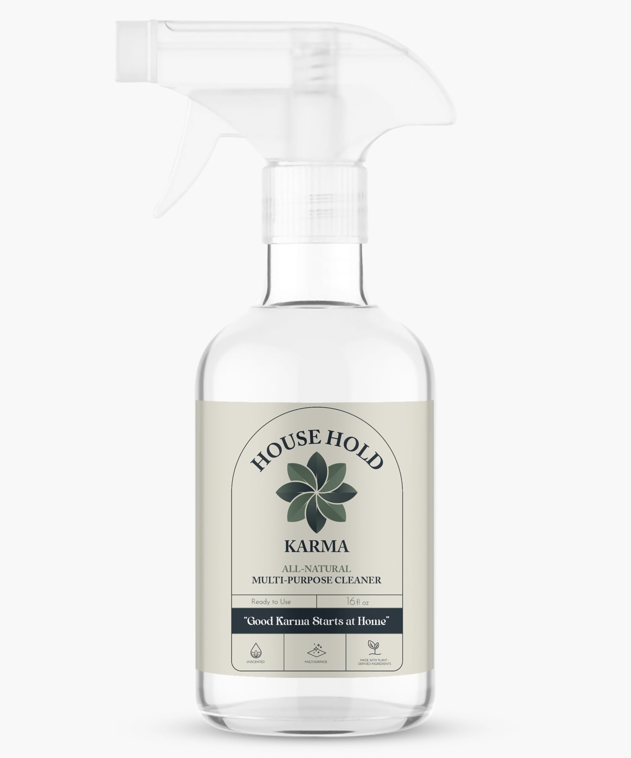 Household Karma Multi-Purpose Cleaner, Plant-Based, Gentle & Unscented - Effective Natural Cleaning Solution, 16 fl oz