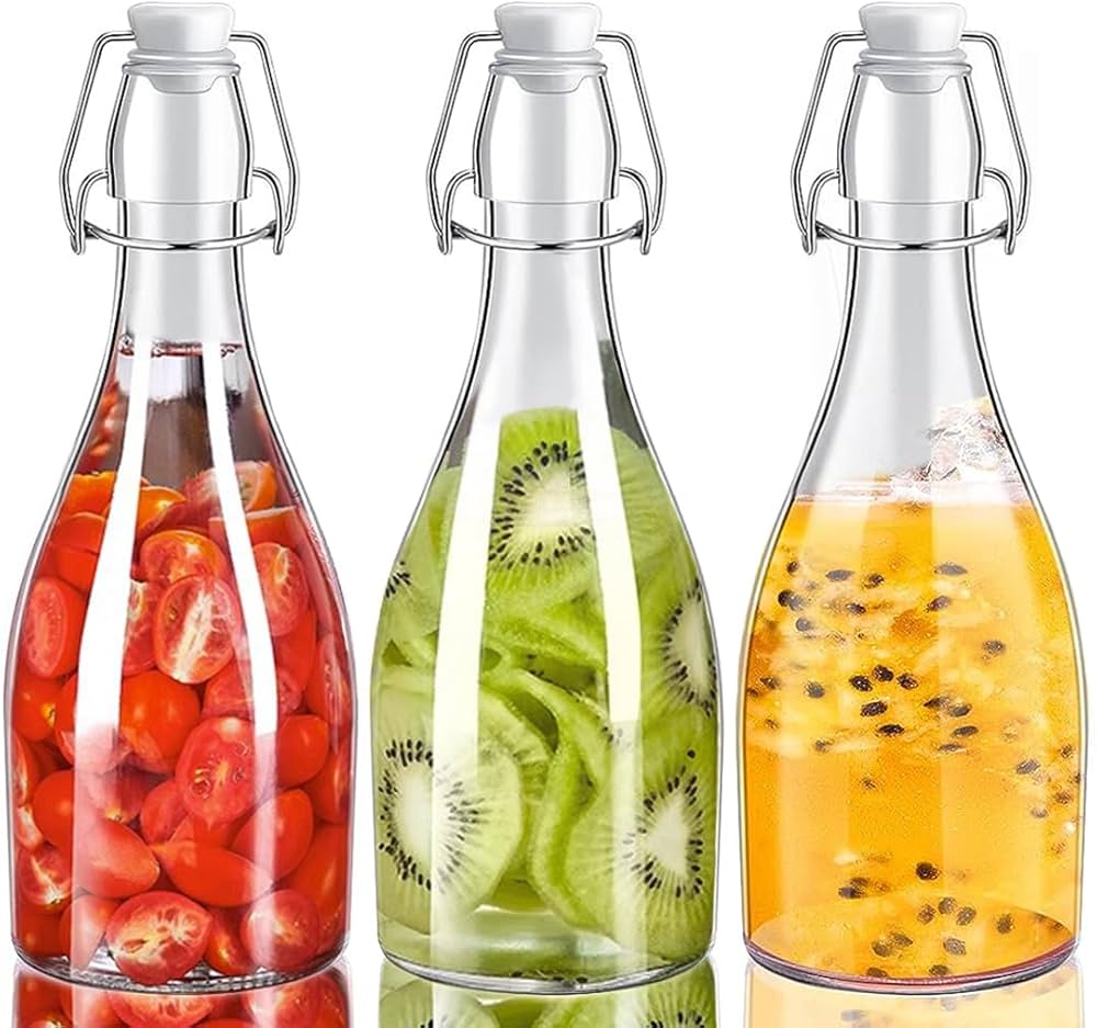 Amazon.co.jp: HZIYOU スイングトップボトル - 蓋付き透明ガラスボトル