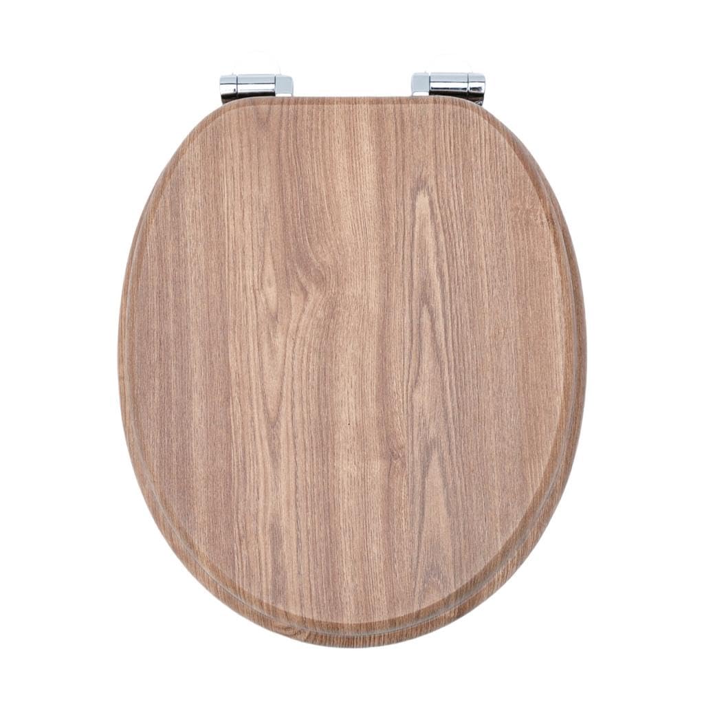 MDF-Toilettensitz mit Soft-Close-Mechanismus, O-förmiger Toilettensitz mit verstellbaren Scharnieren aus Zinklegierung Verhindert Rostbildung, 180kg Tragkraft Ergonomisches Design
