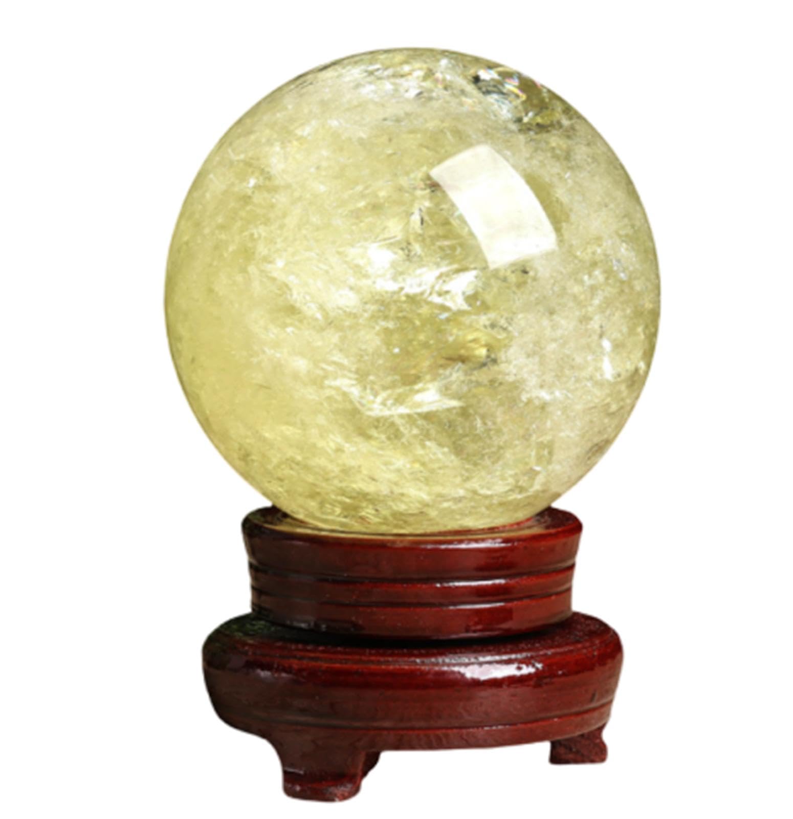 DPURPIWADY Citrine Crystal Sphere Ball for Home Office Polished Stone with Stand Yellow Decor for Wealth,140mm