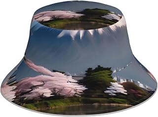 Mt. Fuji in Early Spring Reflective Bucket Hat. Unisex with 360° Visibility for All Seasons. Perfect for Outdoor Activities. Black