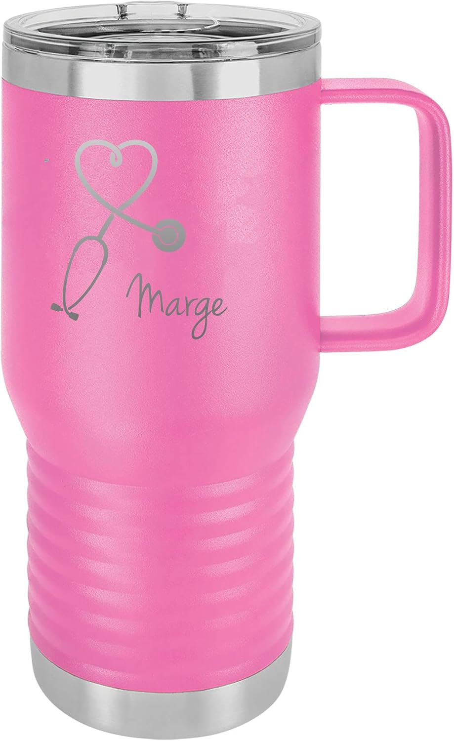 Stethoscope Nurse Personalized Add Your Custom Text Insulated 15 Oz/20 Oz Travel Tumbler Coffee Mug Customizable (Black, 20-Ounce)