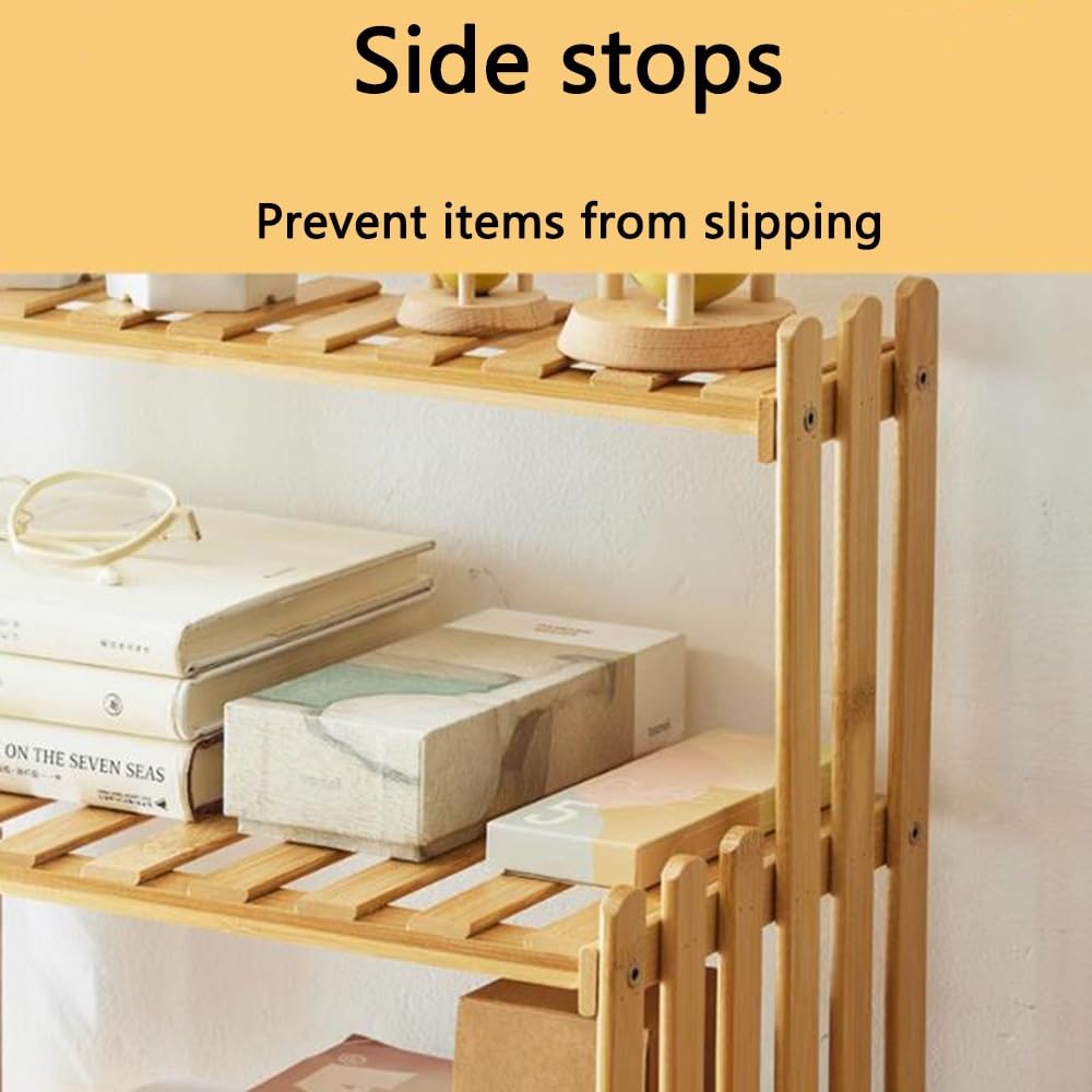 NILZA Organizer Scrivania bambù Scaffale da Scrivania, Desktop Organizer 2 Livelli Libreria da Scrivania, Scaffale per Libri Organizer da Tavolo, Libreria DIY (Size : 35.5cm(14"))