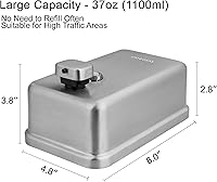 Vista 5 de Dispensador de Jabón de Pared para Baño, 1100ml 37oz Dispensador de Jabón Líquido Comercial de Acero Inoxidable para Montaje en Pared