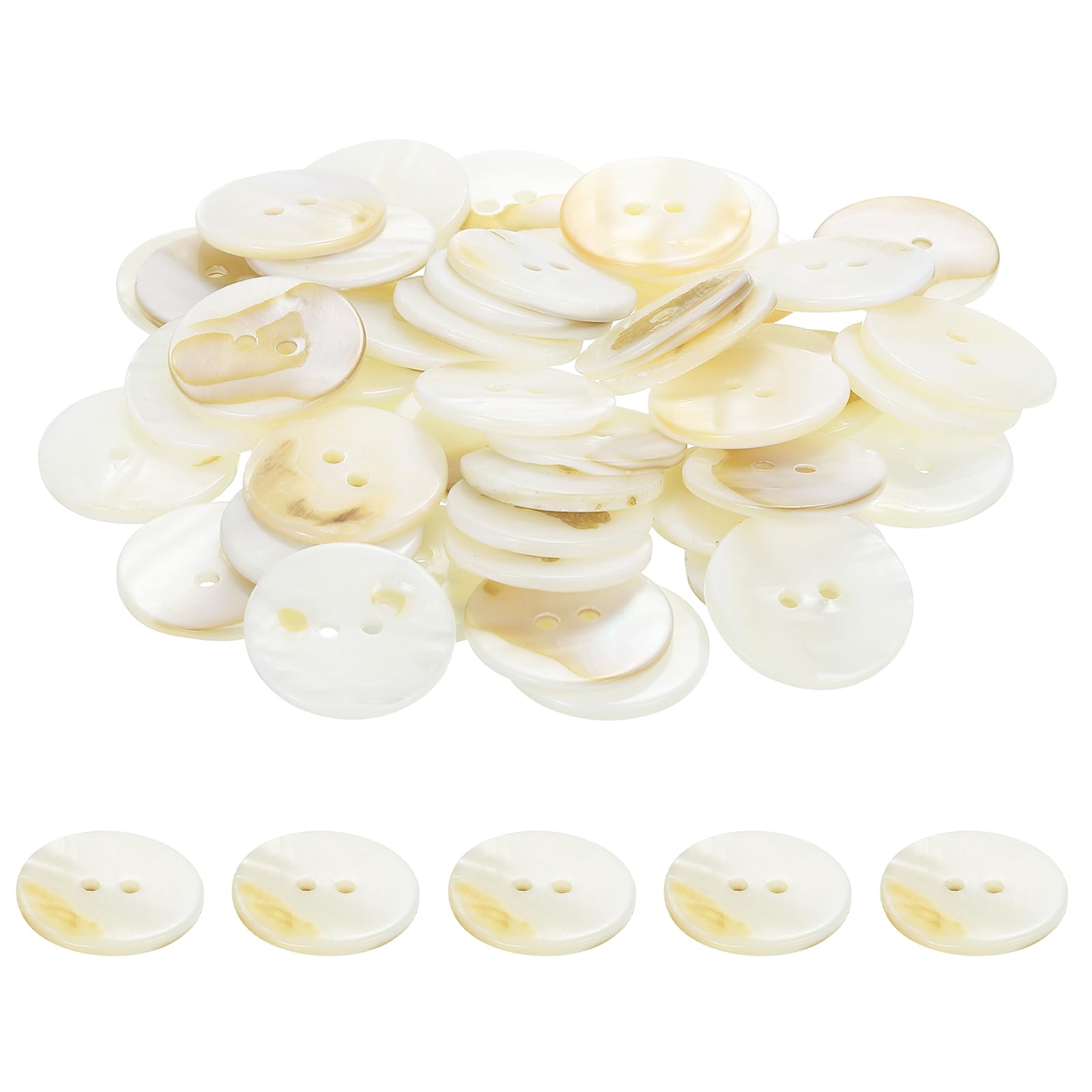 PATIKIL 50 Pcs 25mm Mother of Pearl Buttons, 2 Holes MOP Natural Pearl Shell Buttons for Sewing Clothes Coat Suits Shirt DIY Craft Decoration, Cream White