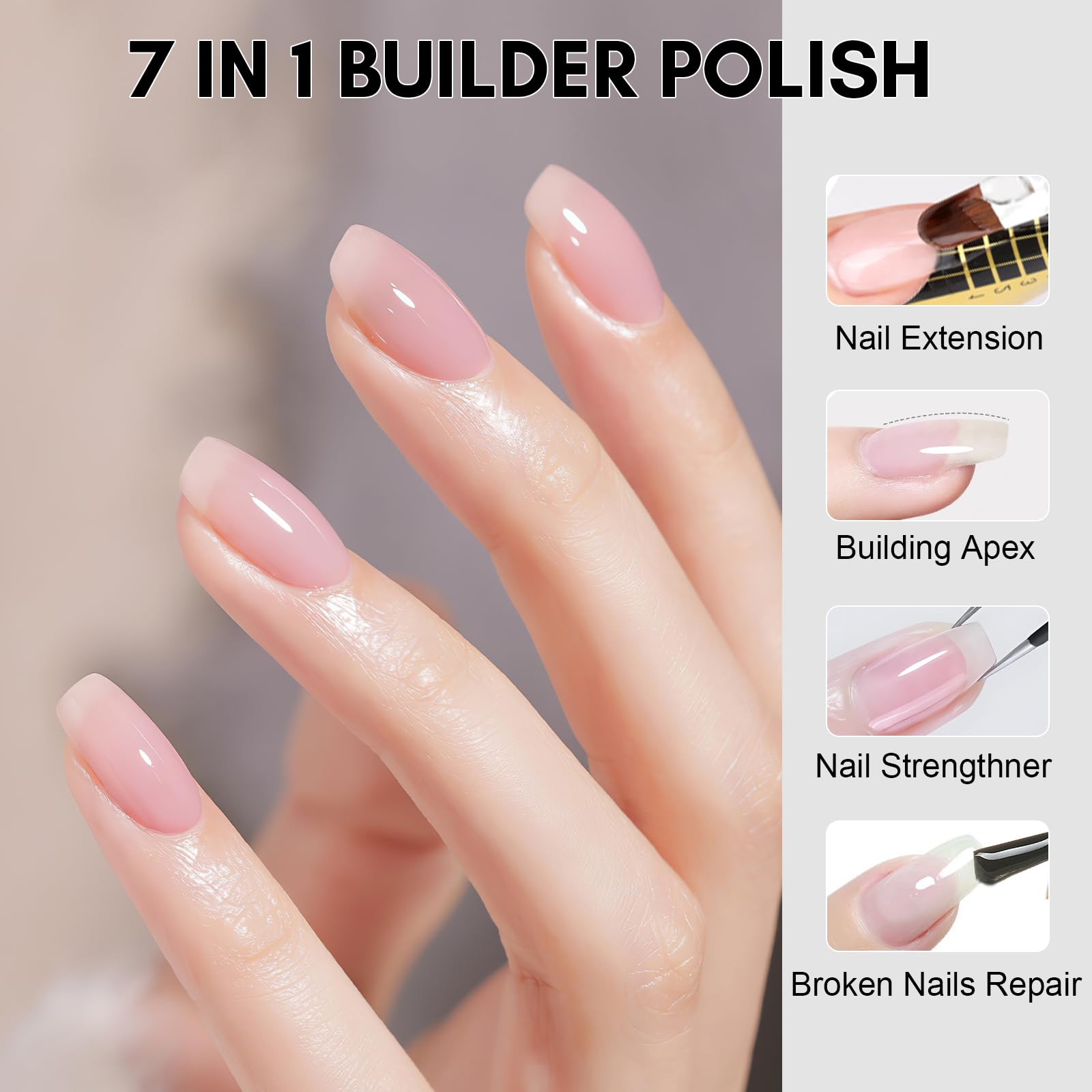 Makartt Builder Nail Gel with Top Coat Nail Polish & Base Coat Set - Image 3