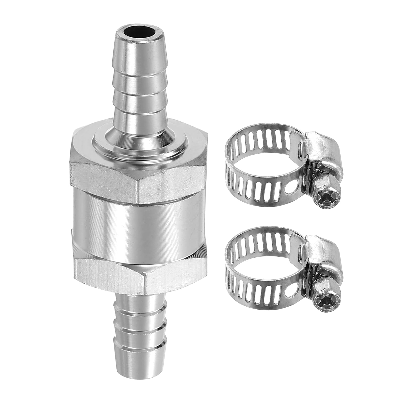QUARKZMAN 8 mm (5/16") zawór zwrotny do paliwa, jednorazowy zawór zwrotny z zaciskami, stop aluminium, akcesoria sterujące do benzyny, oleju napędowego, gazu, oleju, powietrza, wody, srebra