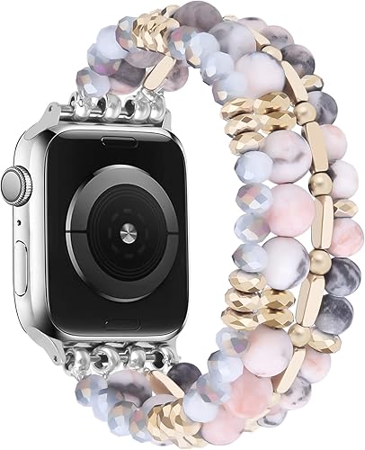 Miniatura 5 de VISOOM Pulsera de cuentas boho compatible con Apple Watch Band de 40mm38mm41mm42mm Series 11 10 9 8 7 SE Series 654 pulsera de moda para mujer con