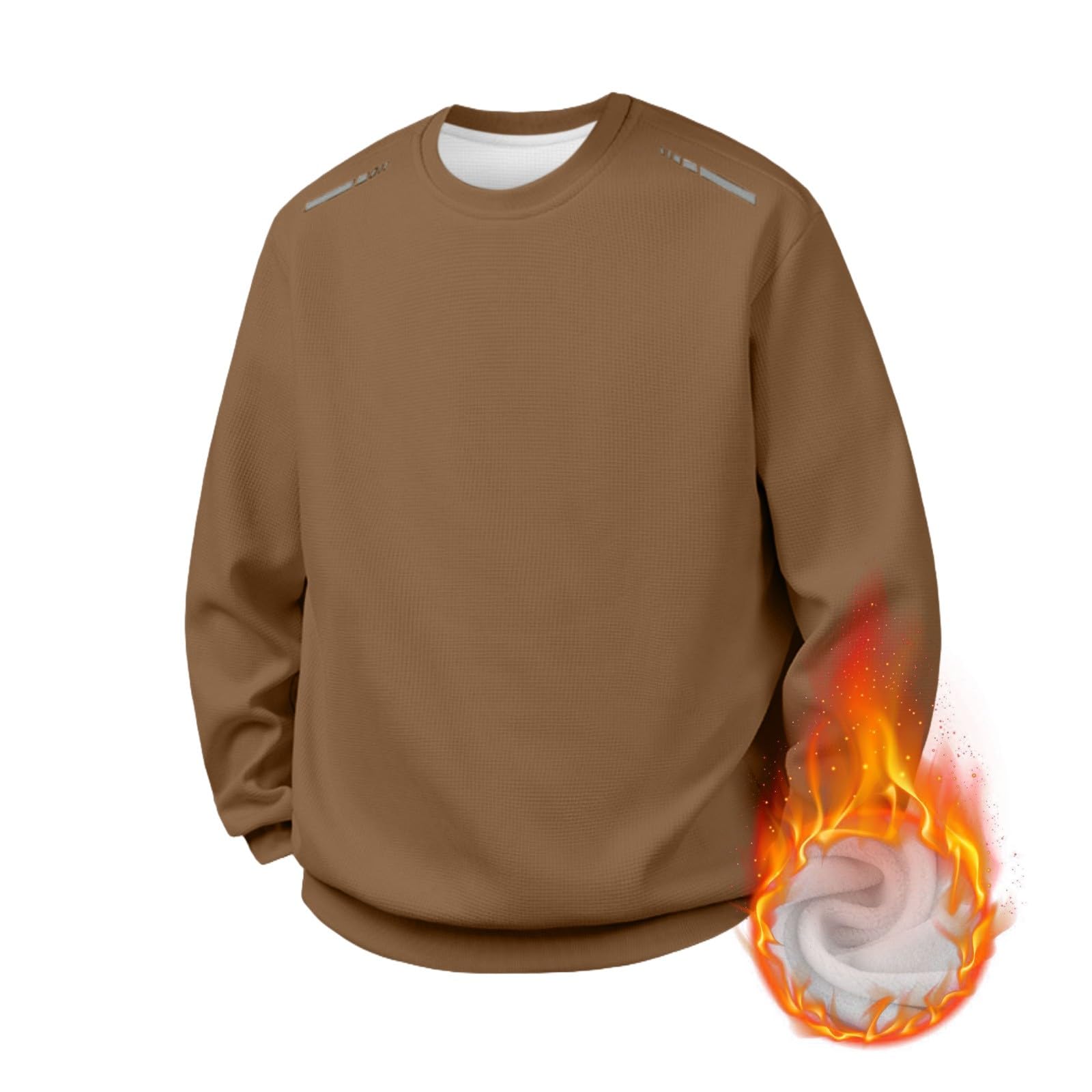 DENGJIAMY Sweat-shirt gaufré classique basique à col rond pour homme