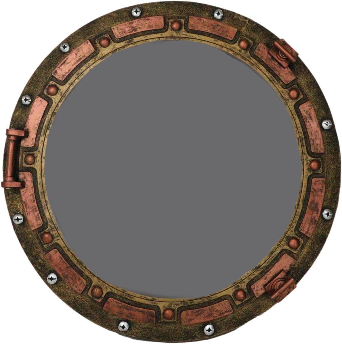Ebros Gift Antique Bronze Rust Finish Nautical Marine Ship Porthole Wall Mirror Decor 15" Diameter