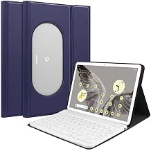 PC Tech Google Pixel Tablet with TPU Case Bluetooth Keyboard US Layout Support Micro Input Keyboard/White, Navy Blue