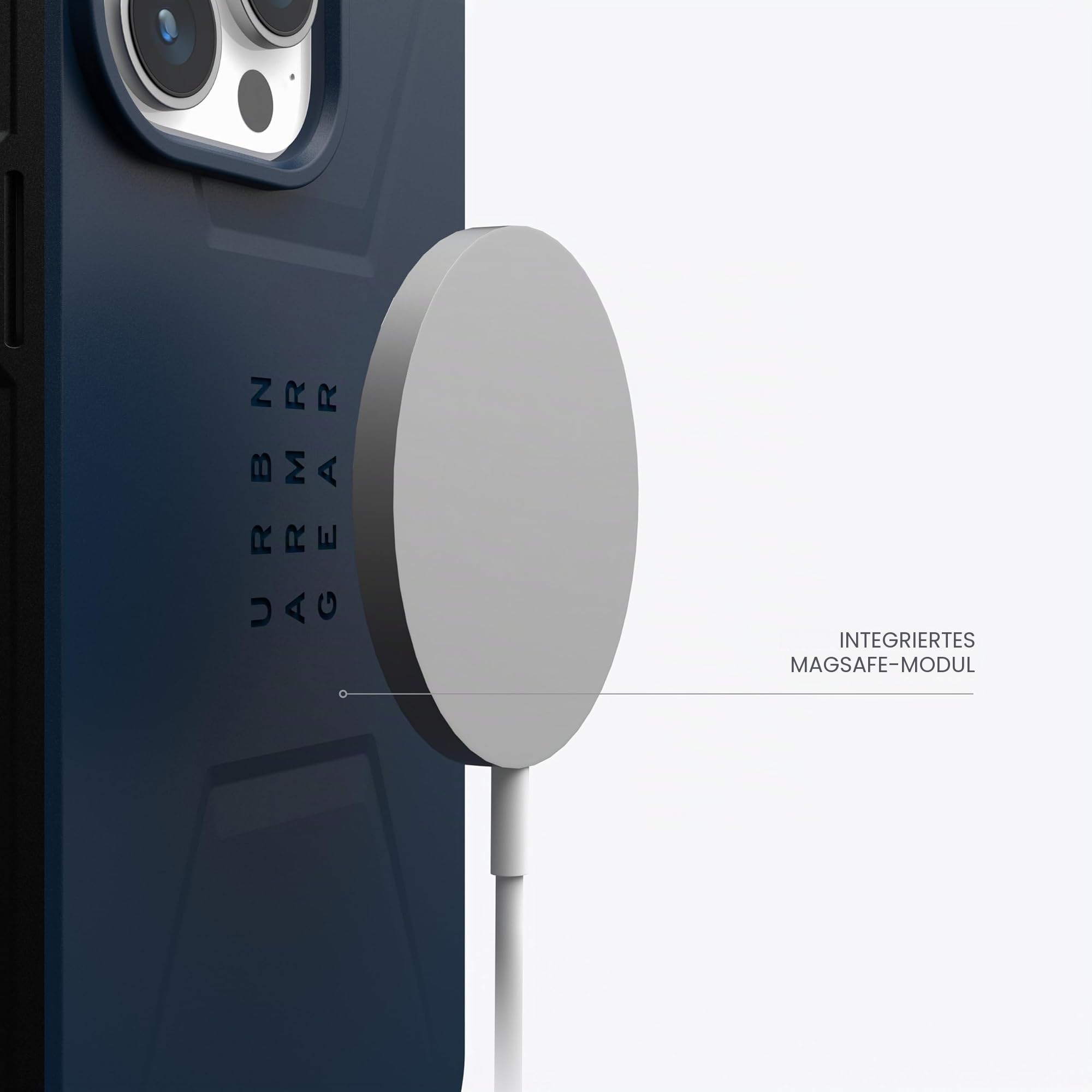 URBAN ARMOR GEAR Civilian Case kompatibel mit Apple iPhone 15 Pro Max Hülle [Wireless Charging/Magnetische Aufladung kompatibel, Sturzfeste Handyhülle, Erhöhter Rand] Mallard (blau)
