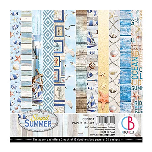 CIAO BELLA PAPER SUMA PAP PCK 6X6 24/PK, Sonido de verano, 12 diseños/2 cada uno, talla única
